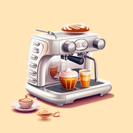 expresso coffee machine vector with pastry