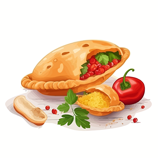 vector image, venezuelan empanada on white