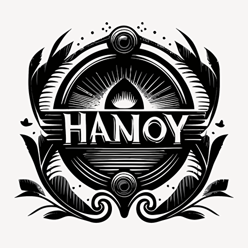 iconic logo of harmony, retro pictorial, black vector on a white background