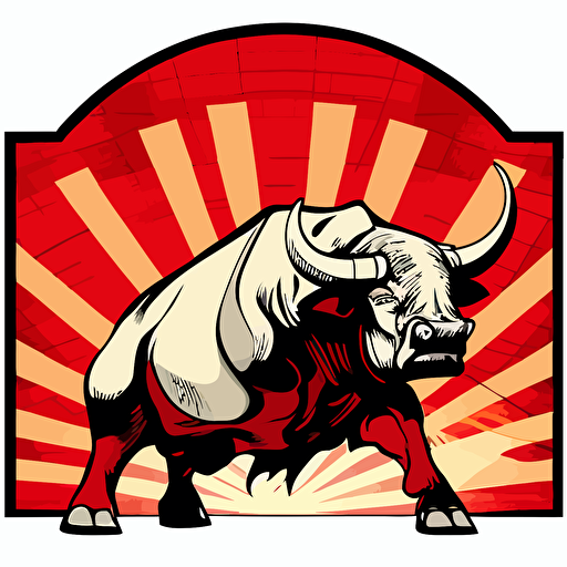 San Fermin Bull, proud, scary, tiled, manga like, kukuxumusu style, vector illustration