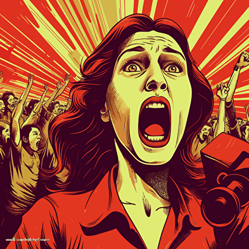 people shouting line vector drawing ar 16:9