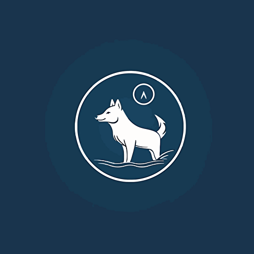 a side profile vector logo with a circular outline of mythical creature that has the body of a shark and the head of a wolf