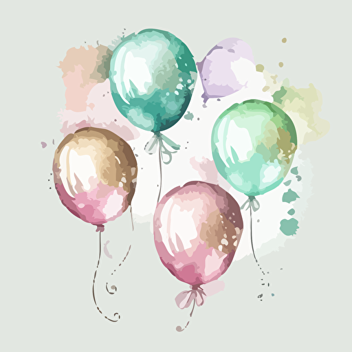 watercolor pastel foil balloons, vector
