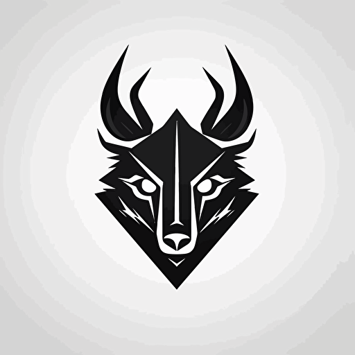Vector single animal HEAD logo design, flat design, black color, white background