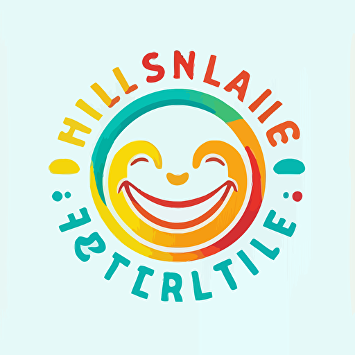 vector logo for a company called "Smiling Prints" clean design, happy colors