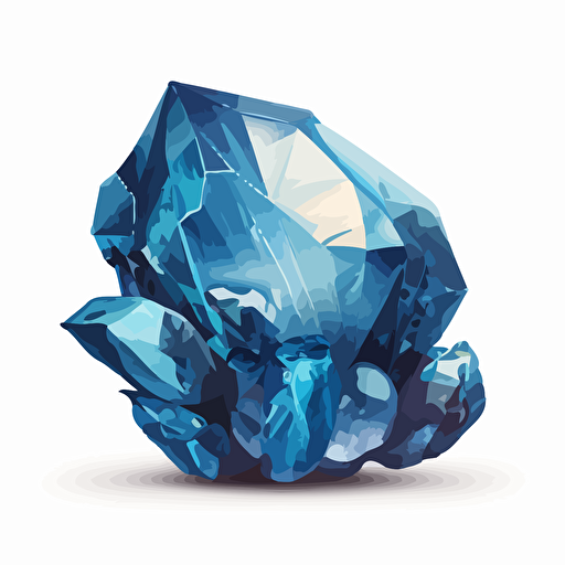 blue gemstone, vector illustration, white background, balanced asymmetry