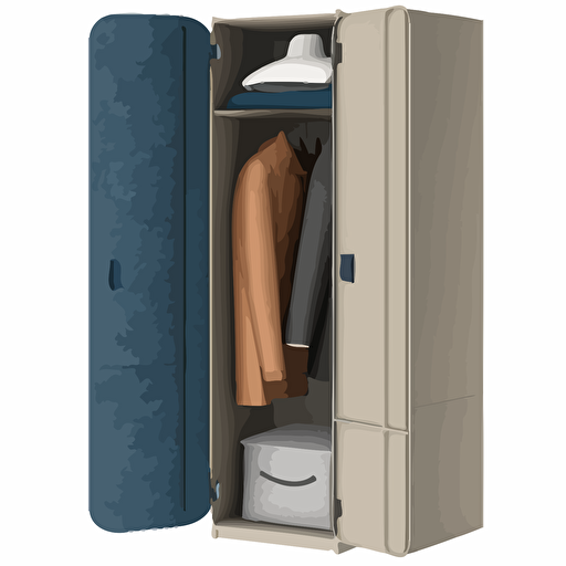 Crea una representación visual del Contenedor Cilíndrico y Práctico para Ropa utilizando un cilindro de 80 cm de altura y 50 cm de diámetro, con una textura de tela no tejida en colores beige, gris o azul. Añade una cremallera en la parte superior para mostrar el acceso al contenido del contenedor. Vector.