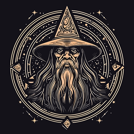 Mad wizard logo, Art deco, monoline style vector art