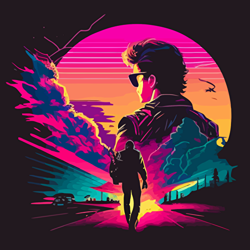 the most 1980's image ever, synthwave, vector