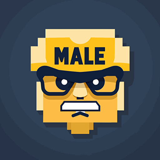 flat vector illustration logo sports team nfl nhl badge style beast mode logo with a nerd lego man head with glasses in the center above dynamic text