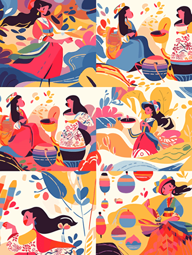 Abstract Expressionism, Folklore, Jewelry Design, World Music, Movies, Handwoven Cushions,vector ,2d illustrator,