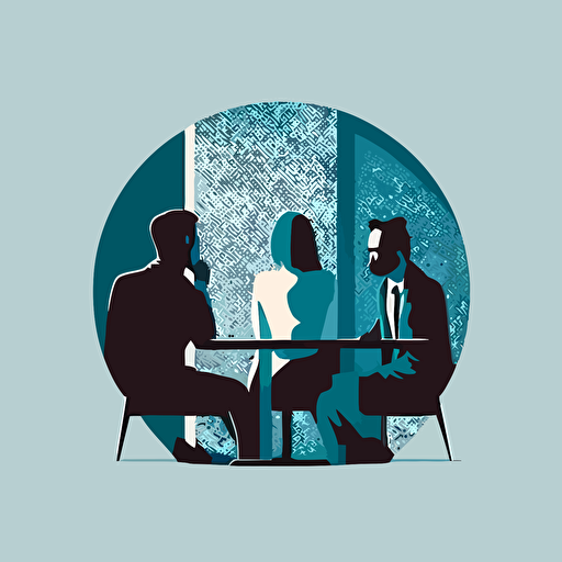 flat vector illustration, business meeting people, 3colors,
