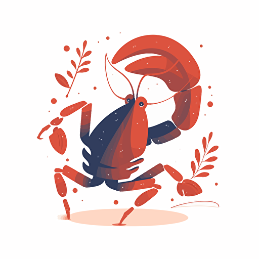 very simple logo for dancing crayfish, vector flat, PNG, SVG, flat shading, solid white background, mascot, logo, vector illustration, masterwork, 2D, simple, illustrator