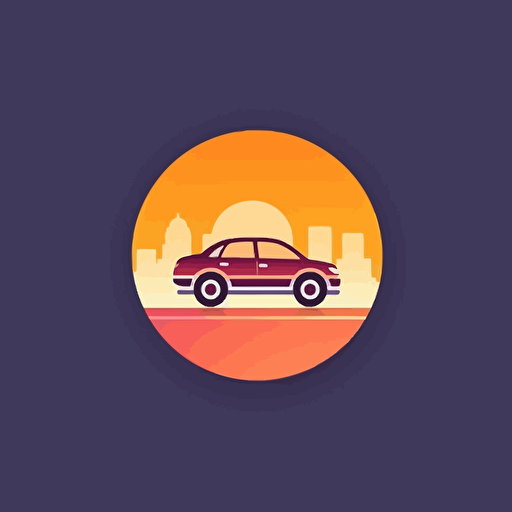 logo for ride-sharing company, flat 2d, vector, minimalist, simple, warm colors, square with rounded corners, dribbble and behance inspired