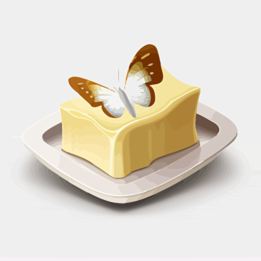 butter on a dish vector 2d pure white background icon