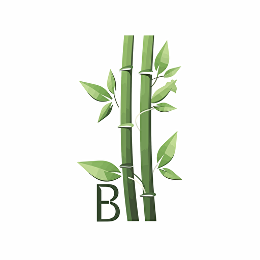 bamboo design logo with letter B and I, flat, vector, white background
