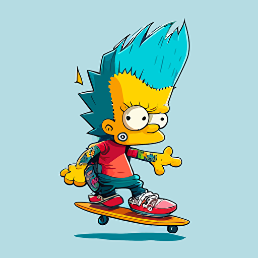 Bart simpson with his skateboard cartoon vector illustration