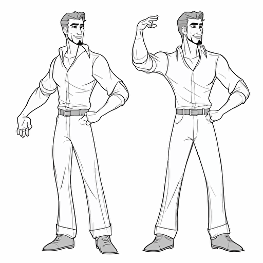 male body 1 poses No Shadow. Cartoon. Coloring page. Vector. Simple.