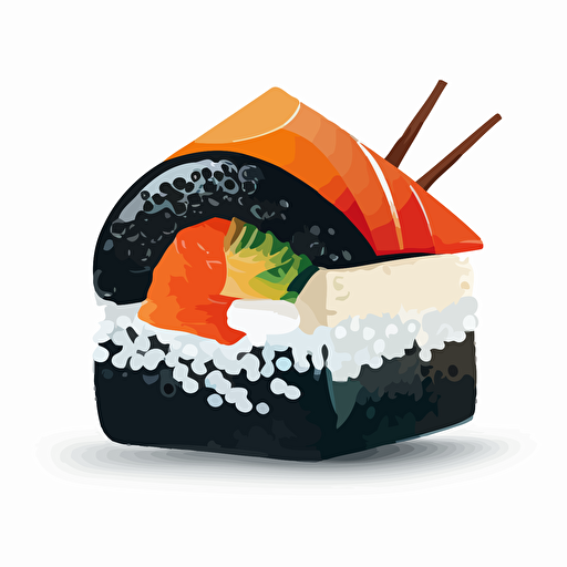 One maki sushi, minimalistic design, vector art, white background