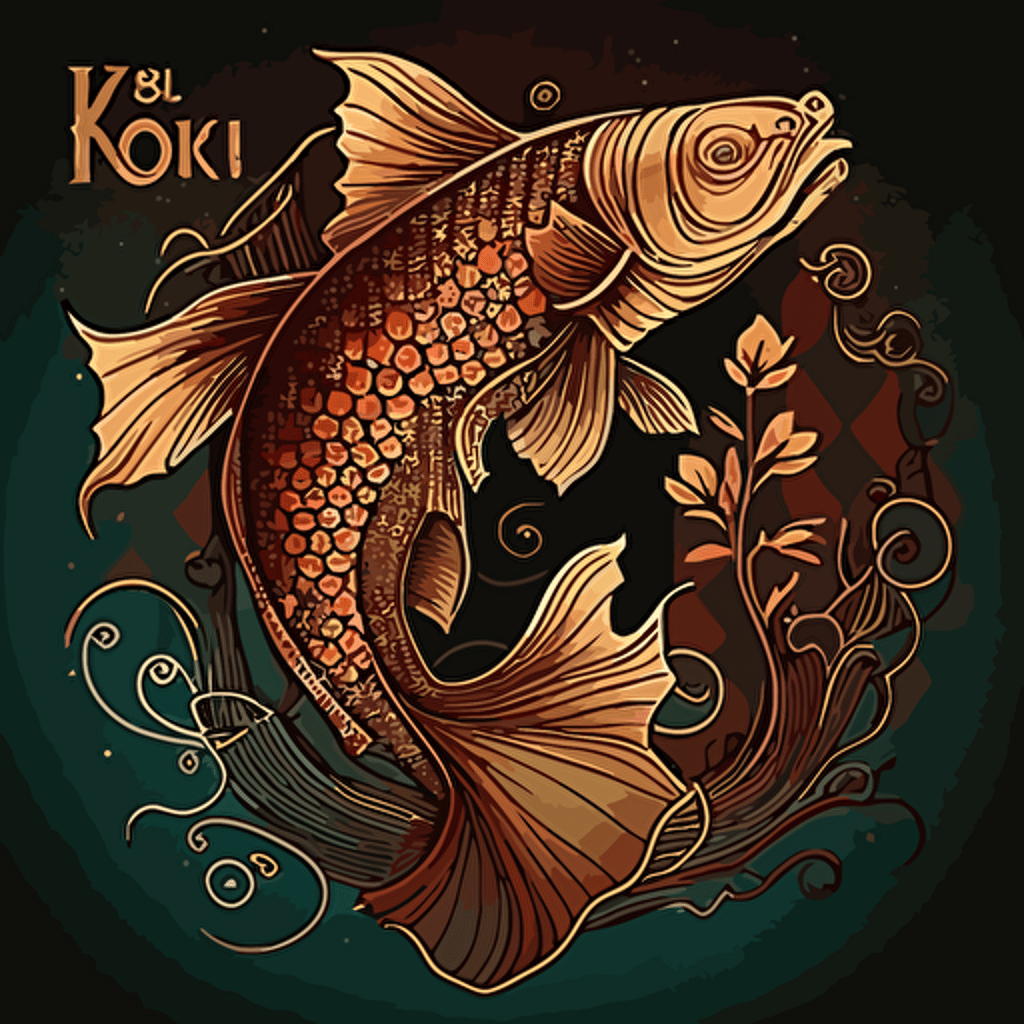 koi vector art , outline