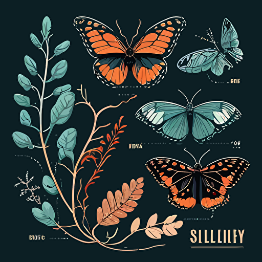 butterfly life cycle, vector, illustration, 2d