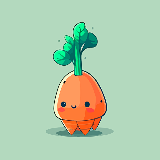 Cute single carot vector drawing in the 2D game, cartoon style, vector illustration, soft color tone, outline, Trending on artstation