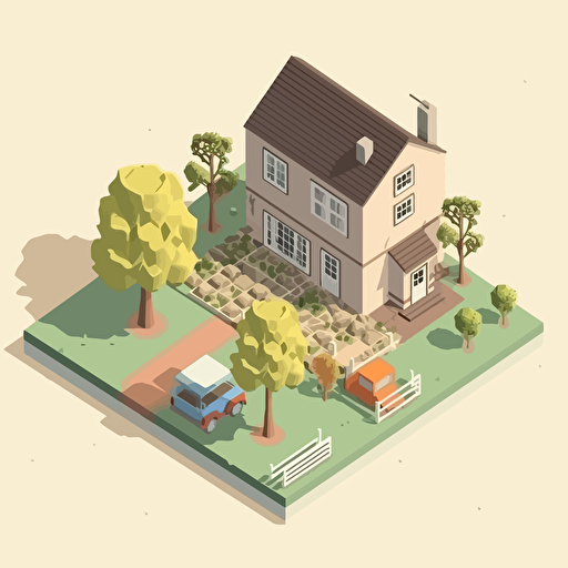 modern farm house. isometric view. minimal vector design.