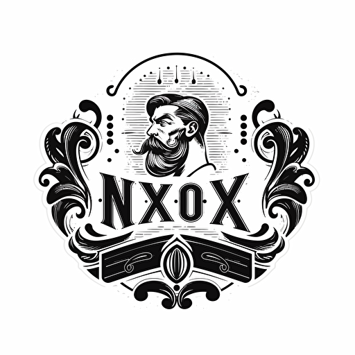 retro logo with merged text "NOX", black vector, white background