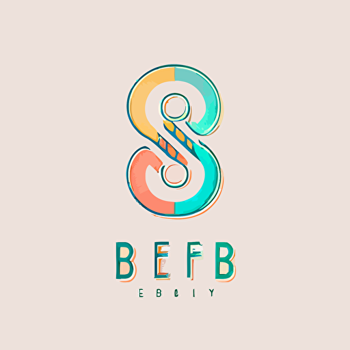 A flat vector based logo of a line simple open eight. with dropping color. geometric minimal. The logo have two letters, the letter "B" and the letter "F", the second and the six letters in te abecedary