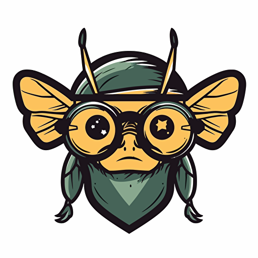 a 2d vector logo of a bee with a business uit and glasses
