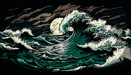 vector art, tumultuous ocean
