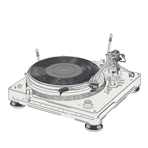a turntable head without the turntable itself, vector 2d, on white background