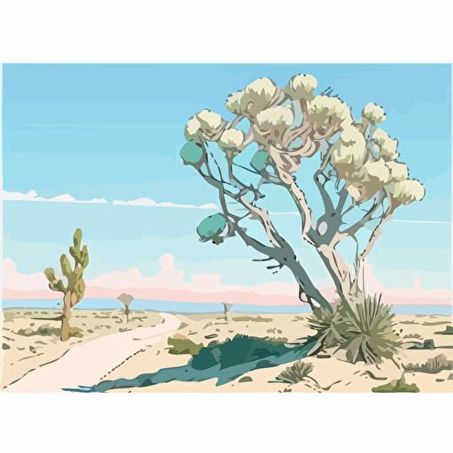 yucca trees by moebius, comic book style, 2d vector art, flat colors