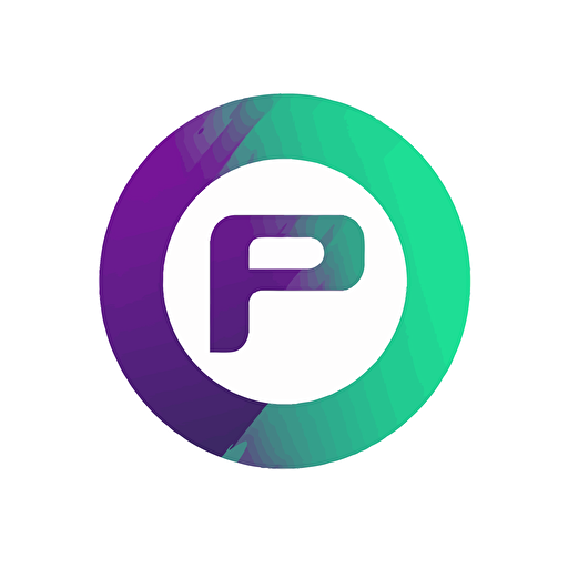 simple vector logo of a circle with letters E P, green and purple color, white background, vector