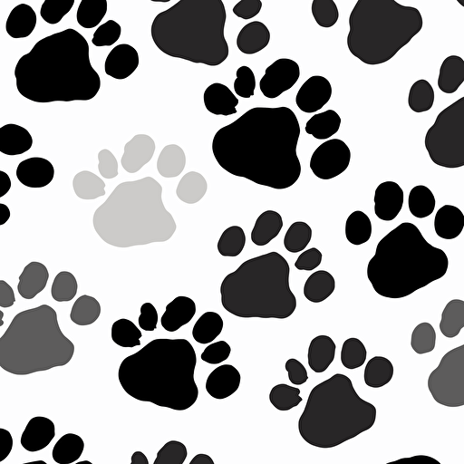 paw prints, vector style, white background, pattern,