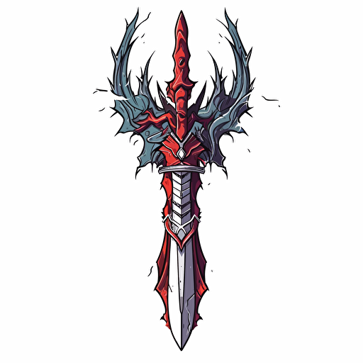 sword enemy, huge sword, 2d, vector art, sinister, simple colors, on white background