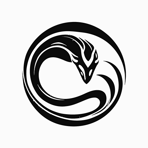 simple, modern iconic logo of circle snake black vector, on white background