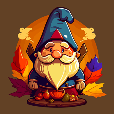 cartoon happy gnome thanksgiving vector style