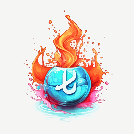 water based magic effect, spell cast,digital art, vector, sticker, white background