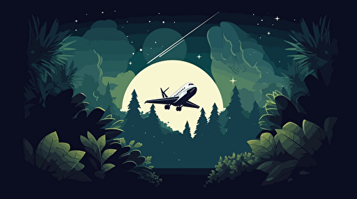 a space shuttle heading toward a jungle planet, viewed from space, simple vector illustration