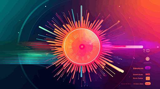 stunning modern web UI, colorful wireframe, vector style, over a sunburst gradient background,