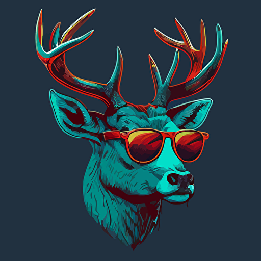 deer wearing sunglasses flat color vector art