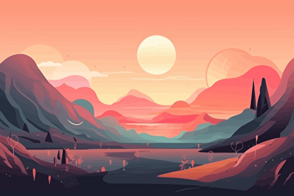 panorama on a planet, vector art, flat colors, pastel colors, minimalistic,