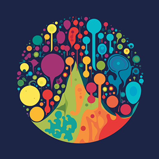 vector art of colorful microbes in a drop of water