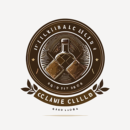 a logo for a whiskey club. minimalistic, white background, vector.