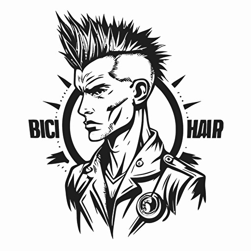 a simple sketch of a punk medical doctor on white background, logo, vector