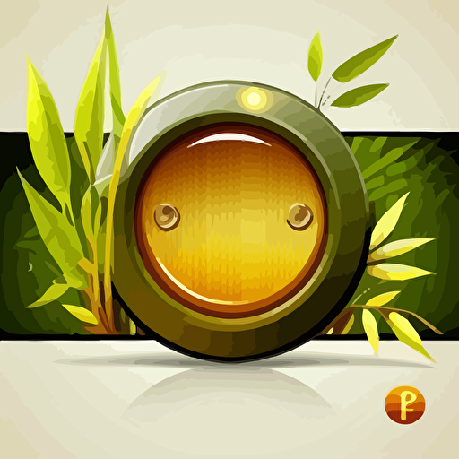 horizontal button design vector no background with bamboo, leaves and fire around them with room for text inside the button