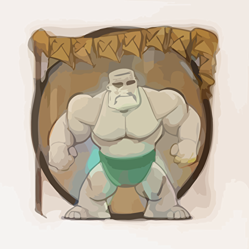 golem on new years eve, vector logo, vector art, emblem, simple cartoon, 2d, no text, white background