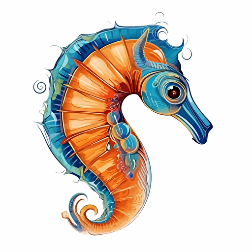 A seahorse in the shape of a human ear, in vector art
