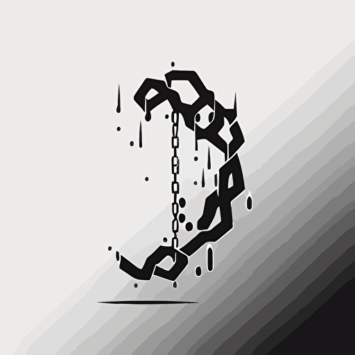 simple logo of a broken chain, black and white, flat design. minimal design, vector